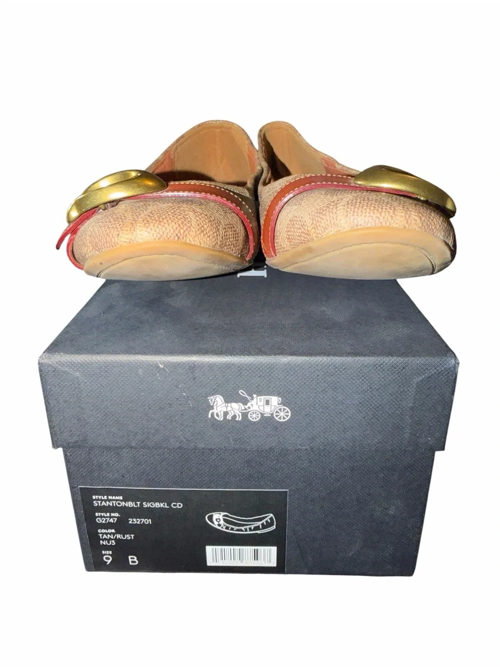 COACH Stanton Signaturw Buckle Ballet Flats size 9